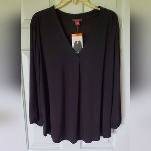 Vince Camuto XXL Black 3/4 Sleeve Relaxed Blouse